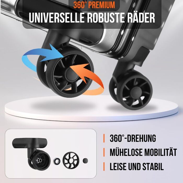 Алюмінієвий валіза It'Go M з жорсткою конструкцією, 4 колеса, ручна поклажа, срібний колір