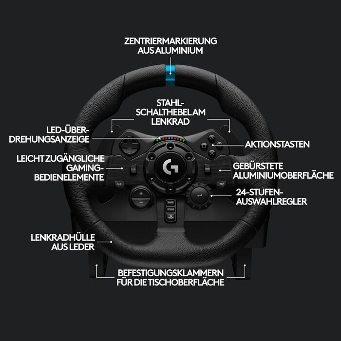 Руль Logitech G923 TRUEFORCE з педалями для PS5, PS4, PC, Mac - Чорний