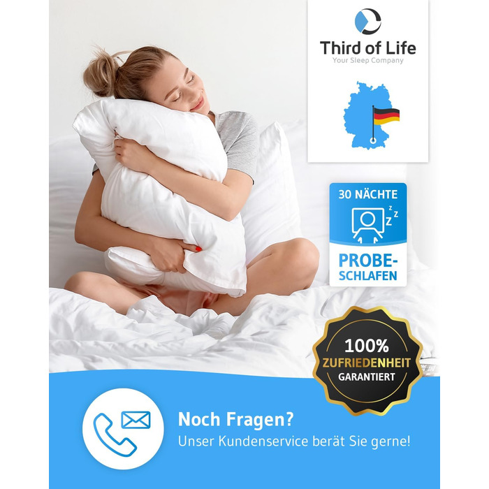 2-Pack Pillows 40x80 VERDA, 100% Sustainable, Orthopedic 40 x 80 cm Bed Pillows, Pillow made from Recycled Material, Adjustable Height for Back Sleepers, Side Sleepers, Allergy-Friendly Pillow 40x80 cm - Double Pack