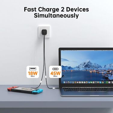 Зарядний пристрій USB-C 120W NOVOO GaN III 3 порти, кабель USB-C PD 100W для MacBook Pro, Dell XPS, iPad Pro, iPhone 15, Galaxy S23