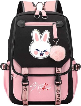 Шкільний рюкзак для дівчаток та хлопчиків K-Pop з відділенням для ноутбука 15.6 дюймів, водонепроникний, однорозмірний