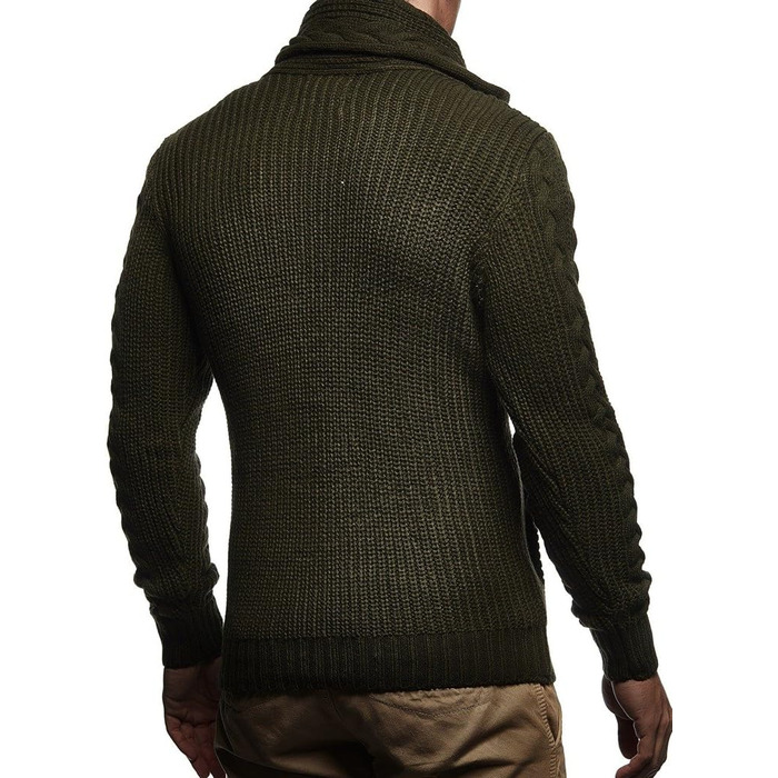 Чоловічий светр Leif Nelson з коміром-шарфом, Slim Fit, теплий, стильний, на осінь/зиму, чорний, хакі, LN7080