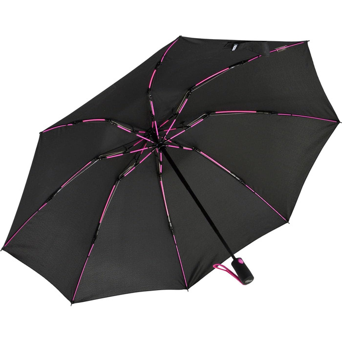 Штормовий парасолька з повною фібергласовою конструкцією, великий (106 см) - з кольоровими спицями (чорний-рожевий)