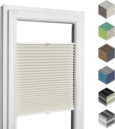 Home-Vision Premium Pleated Blinds, Custom-Made for Interior Frames, with Height, Fabric Color, and Profile Colors, Blackout Blind for Windows & Doors, Sun Protection Roller Blind in Various Widths (Requires Drilling, Height 150-240 cm)
