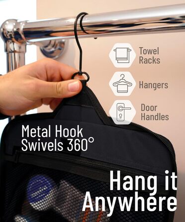 Сумка-органайзер для косметики та туалетних аксесуарів D&D - чорна, на гачку, для подорожей