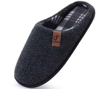 Чоловічі домашні тапочки COFACE з фетру, теплі та зручні, з антиковзною гумовою підошвою, для дому та вулиці, розмір 40-49, чорний, 46 EU