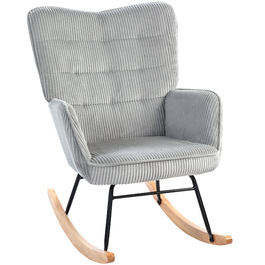 HOMCOM Rocking Chair, Rocking Armchair with Rope Look, Armrests, Chair with Wooden Skids, Reclining Chair for Living Room, Bedroom, Light Grey | Aosom