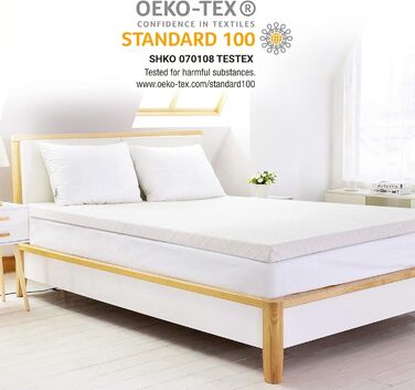 RECCI Mattress Topper Cover, Bamboo Breathable Topper Protector, Anti-Allergy and Dust Mite Resistant, Fits 4-6 cm Height Mattress Toppers [90 x 200]