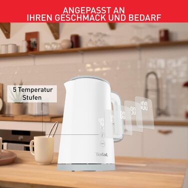 Електричний чайник Tefal Includeo KI5338, 1.5 л, 2400 Вт, білий — з протиковзаючою ручкою та знімним фільтром