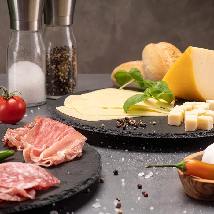 Rotating slate plate round, serving platter, cake plate, sausage plate, cheese plate. The slate cake plate with foot, serving platter, rotating turntable, tiered serving stand, decorative tray, table decoration.