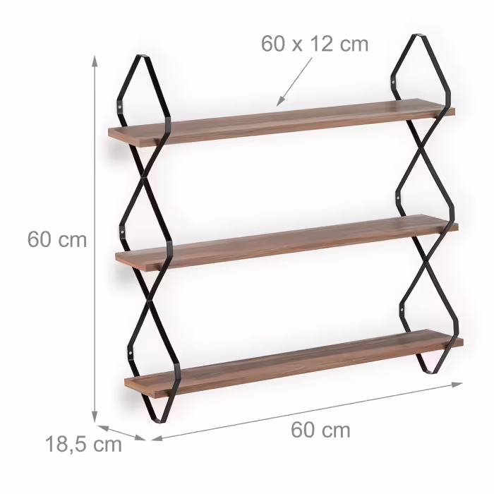 Relaxdays Wall Shelf with 3 Shelves