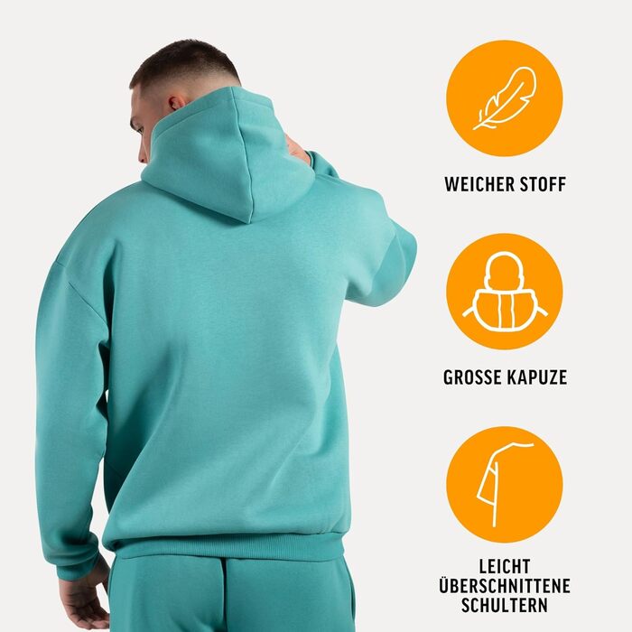 Світшот SMIODOX Dawson для чоловіків - Oversize з капюшоном, стильний та зручний для спорту та повсякденного носіння (XL, Petrol)