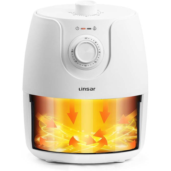 Фритюрниця без олії Mini 1.8L з таймером та функцією підігріву | Airfryer 1200W | Економія енергії та швидкість | Біла