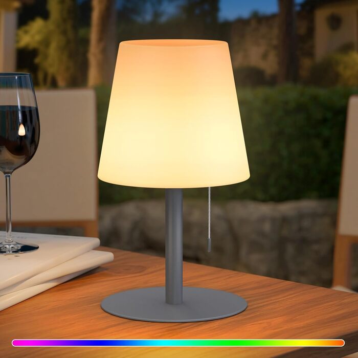 LED-лампа на акумуляторі Uuffoo для дому та саду, 7 кольорів, USB-C зарядка, чорний/сірий