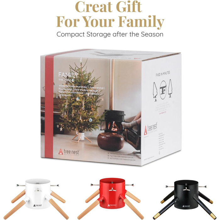 Підставка для ялинки Tree Nest - міцна, з водосховищем, для великих ялин (до 3м), діаметр 20.5 см, білий колір