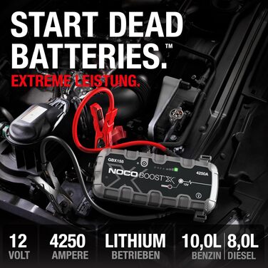 Бустерний пускач NOCO Boost X GBX155 4250A для автомобілів (бензин до 10.0L, дизель до 8.0L) — Потужний Powerbank для запуску двигуна