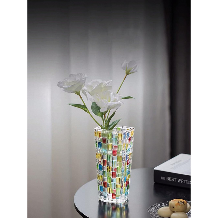 Ручна розписна кольорова тканинна скляна ваза, кришталева ваза для квітів, 19,5 см, скляна рослина для квіткових композицій, для декору столу, весілля, новосілля, декор для дому