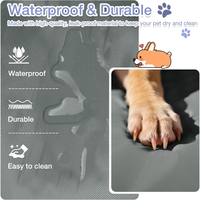 Водонепроникний килимок для собак Pawsse 80 x 60 см - зручний для подорожей, авто та кемпінгу