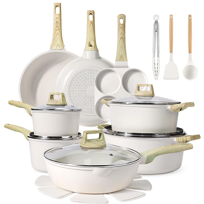 Набір посуду GipP з керамічним покриттям Antihaft (22 частини) – антипригарний посуд, безпечний та миючий посуд, без PFAS, PTFE, PFOA, PFOS