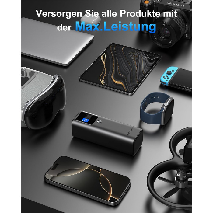 Power Bank AsperX 20000mAh, 165W, USB-C Кабель, для MacBook, Dell, HP, Lenovo, iPad, iPhone, Galaxy