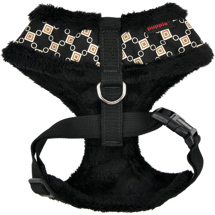 Нашийник для собак Puppia Huxley, теплий, зимовий, леопардовий принт, регульована грудна стрічка, для собак маленьких та середніх порід, синій, розмір M (Black_Jace, Small)