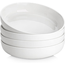 MALACASA Muesli Bowls 4-Piece Set, 700ml Soup Bowls Porcelain Salad Bowl Set Dessert Bowls Breakfast Bowls Ceramic Large Bowls Set for Noodles, Salad, Fruit, LUNA Series White