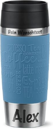 Термокружка Emsa з гравіюванням | Аквамарин | 360 мл | Термокружка для подорожей з індивідуальним дизайном | 360° клапан, зручний гвинтковий закриття | Можна мити в посудомийній машині | Зберігає тепло до 4 годин та холод до 8 годин | Кружка для кави на в