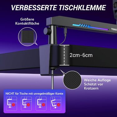 Кріплення для мікрофона TONOR RGB T90LP з підсвічуванням, для стрімінгу та студії