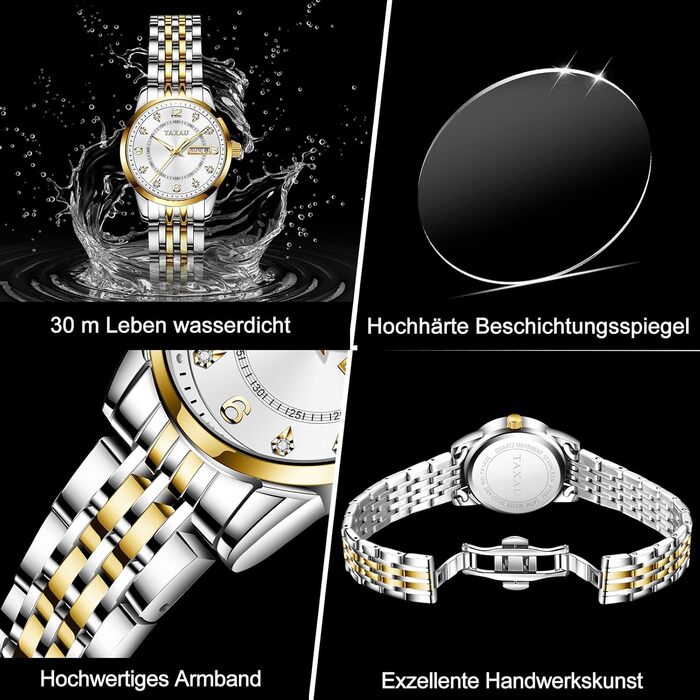 Жіночі годинники з арабськими цифрами, маленьке циферблат, Easy Read, дата, з нержавіючої сталі, водонепроникні, Reloj para Mujer (8102g)