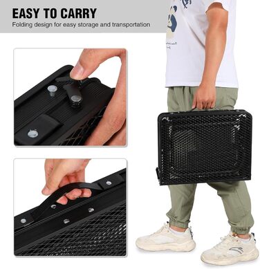 Складний стіл для кемпінгу REDCAMP 60x40 см для пікніка, BBQ, приготування їжі. Легкий, алюмінієвий, з регульованими ніжками, чорний (90x41 см)