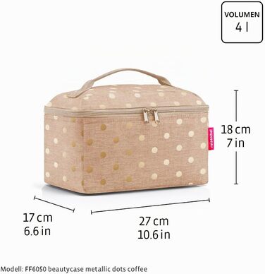 Подарунковий набір косметичок reisenthel Beautycase: косметичка та прямокутна сумка Metallic Dots Coffee (17x18x17 см та 21x8x4 см)