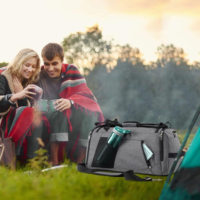 Sports bag with shoe compartment and wet compartment, 42L carry-on bag sports rucksack women men, gym bag travel bag large with shoulder strap and combination lock