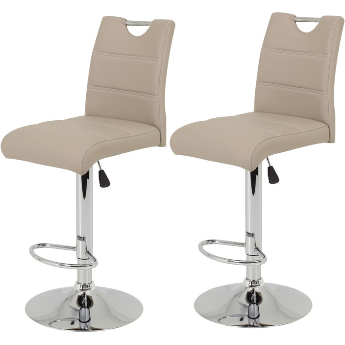 Hela Bar Stools - Miranda Bistro Stools, Faux Leather with Trumpet Base, Adjustable Height, 360° Swivel, 60-82cm (Cappuccino, 2-Pack)