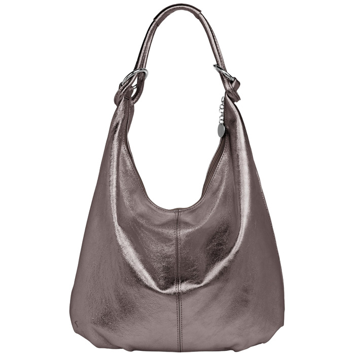 Сумка жіноча Caspar Vintage з велюрової шкіри - Італія (Taupe Metallic) - Модель 617