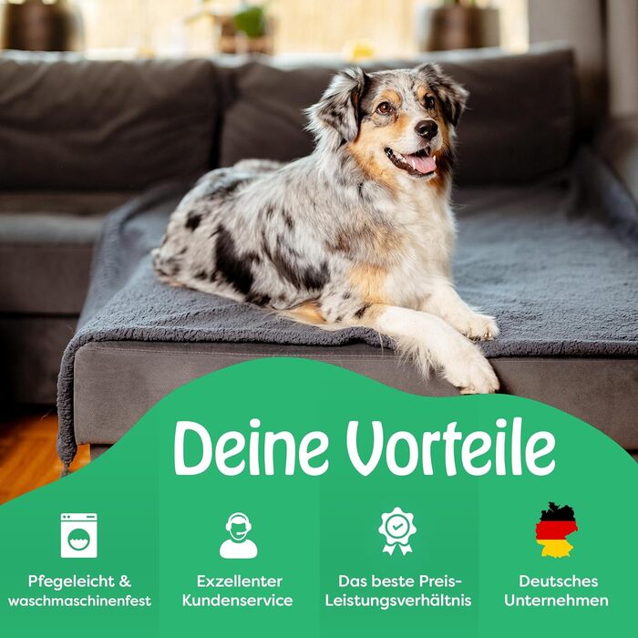 Водонепроникний килимок для собак Petpurry® 127x152 см (XL, сірий) - М'який, миючий, для дивана