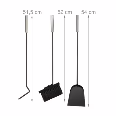 Relaxdays 4-Piece Fireplace Set in Black