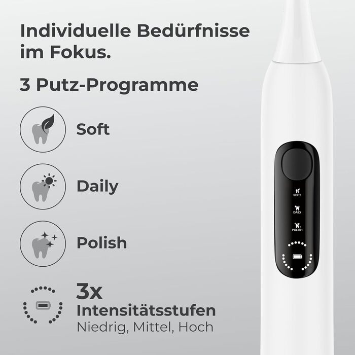 Електрична зубна щітка POIVES P1 Pro з датчиком тиску, 72000 рухів, гарантія до 4 років, 111 днів без ризику, довга тривалість роботи акумулятора, колір Midnight Blue (P1 Pro Silk White)