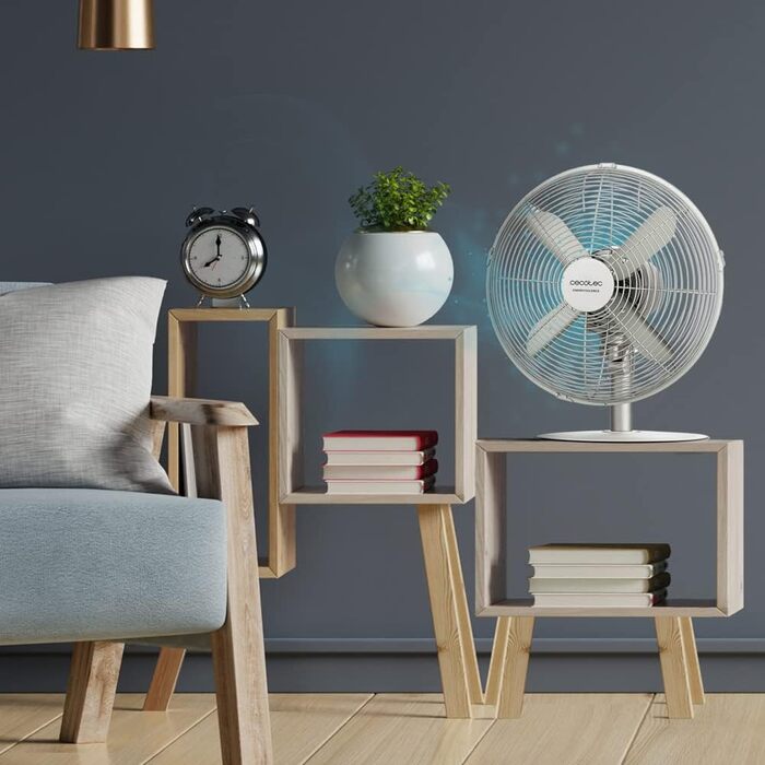 Вентилятор настільний Cecotec EnergySilence 610 SteelDesk, 40 Вт, сталевий, діаметр 30.5 см, 4 лопаті, 3 швидкості, осциляція, регулювання висоти