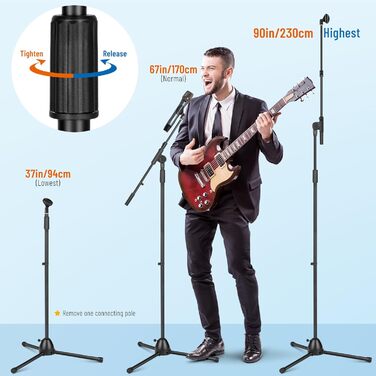 Підставка для мікрофона 2-в-1 Cahaya CY0311: підлого тип, 3 кліпси для кабелів, для вокалу, сцени, конференцій та презентацій