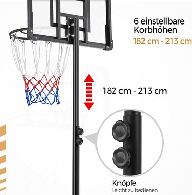 Yaheetech Adjustable Height Basketball Stand with Wheels - Mobile Basketball Hoop, Water or Sand Fillable, Indoor/Outdoor Basketball System - 226.5cm - 256.5cm