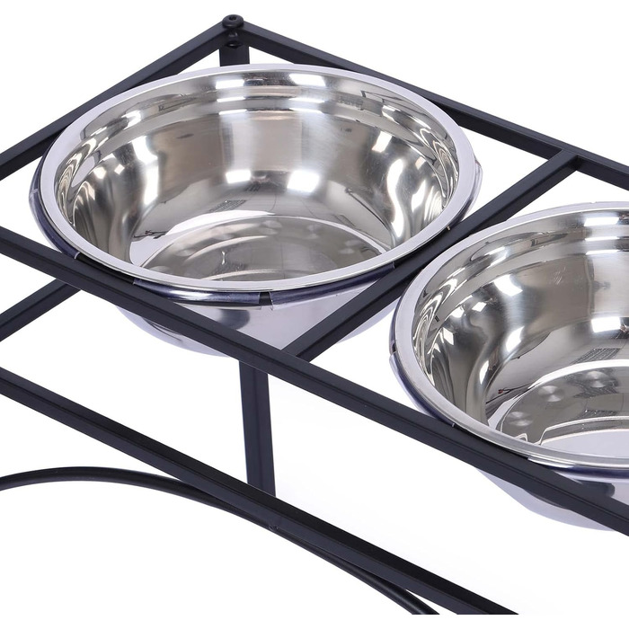 Підставка для мисок для собак маленьких, середніх та великих порід з 2 нержавіючих мисок, стабільна станція для годування, неслизька підставка для мисок для води та корму, годівниця для собак (S)