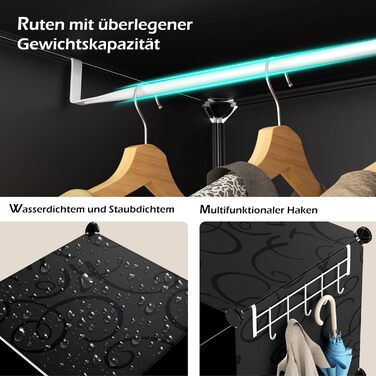 HOMIDEC Closet, Portable Storage System, 20-Cube Plastic Closet with 2 Clothes Rods, Bedroom Closet Wardrobe White for Bedroom, 180 x 142 x 45cm (12 cube, White & Black)