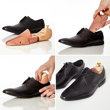 Lumaland® Premium Cedarwood Shoe Trees for Women and Men | Double spring for perfect shape retention, split & adjustable front piece | Includes cotton storage bag