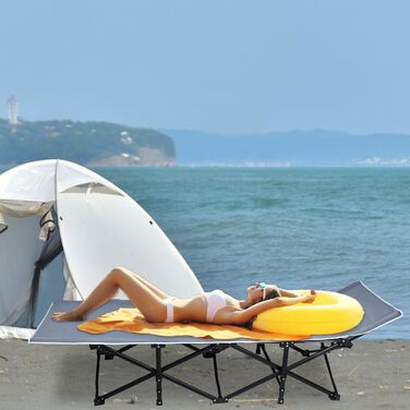 Розкладне ліжко-крісло для кемпінгу з сумкою для зберігання, до 250 кг, 190x62x38 см, для дорослих, відпочинку на природі, в саду, в подорожах