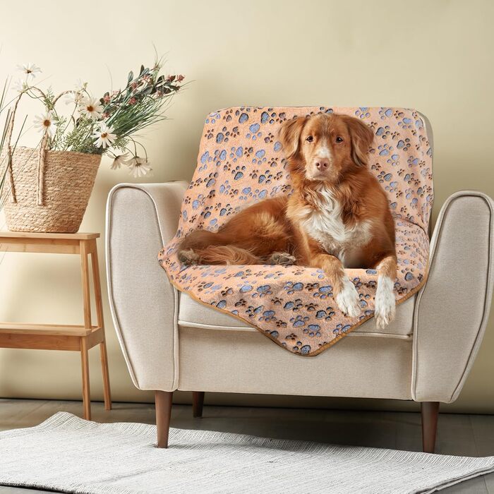 М'яка ковдра для собак та котів, 3 шт. - тепла, флісова, для собак середніх та маленьких порід (відбиток лапки)