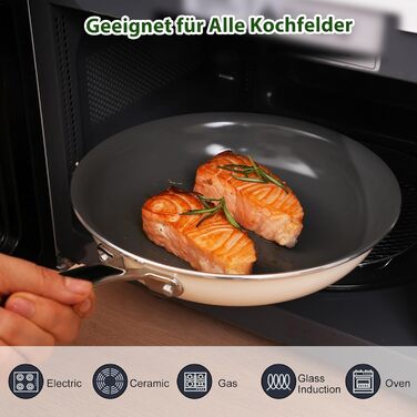 Сковорода Cookersway з керамічним покриттям, 28 см, антипригарна, для кухні, без PFOA, PTFE, PFA, темно-сіра
