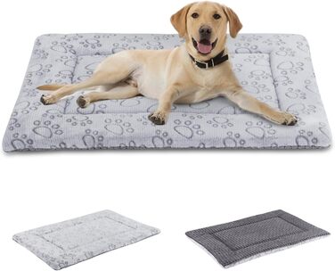 IEUUMLER Dog Bed Washable Dog Mat, Fluffy Soft and Warm Dog Blanket for Travel, Cat Cushion for Large and Small Dogs or Cats FC014 (Gray, 106 * 71cm)