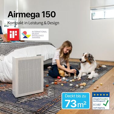 Повітряний очисник COWAY AIRMEGA 150: GreenHEPA™, ECARF, для кімнат до 73 м², білий