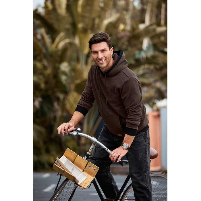 Світшот з капюшоном JMIERR для чоловіків, теплий пуловер з капюшоном, повсякденна куртка з капюшоном, бавовняний світшот, шнурок на капюшоні, кишеня, колір: зелений (L, кава)