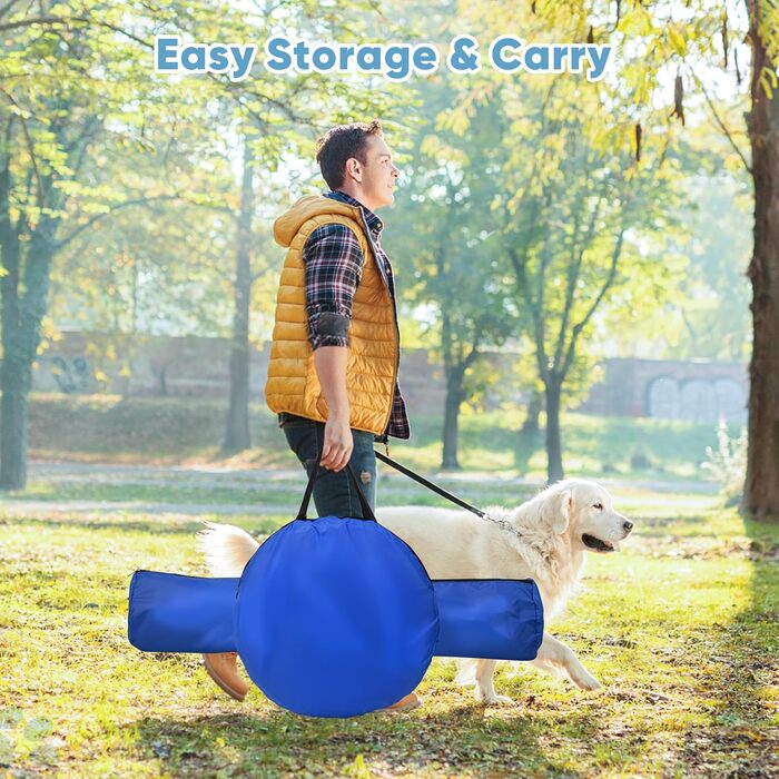 Набір для аджиліті для собак 70 елементів: 8 шлагбаумів, стрибкова петля, м'яч, ящик для перерви, сумка для ласощів, переносна сумка. Розвиває інтелект.